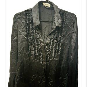 L'AGENCE Black Silk Blouse long sleeves size Small